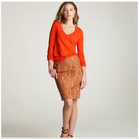 J. Crew Dresses & Skirts - J Crew burnt orange aurora tweet pencil skirt